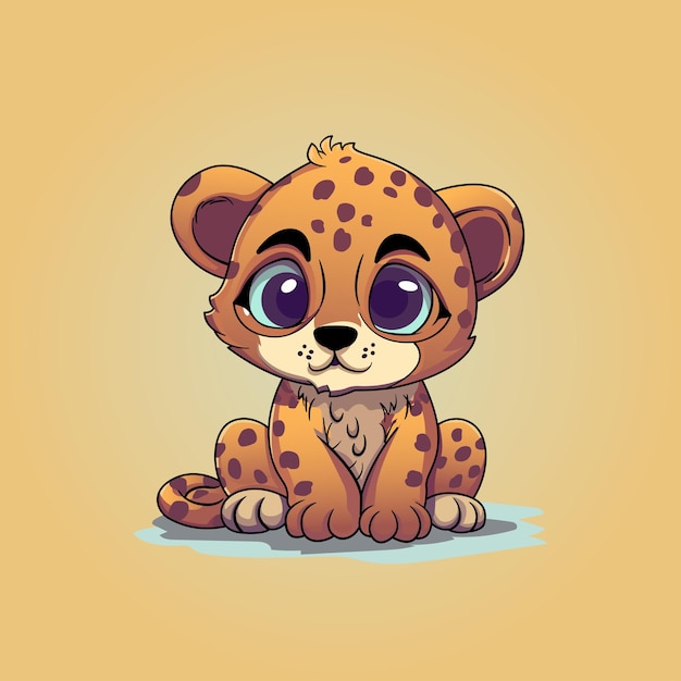 Vector grappige schattige cheetah cartoon leuke vectorillustratie