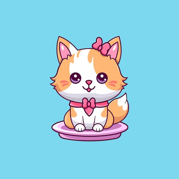 Vector grappige schattige chibi cat cartoon leuke vectorillustratie