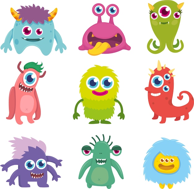 Grappige schattige kleine monster set