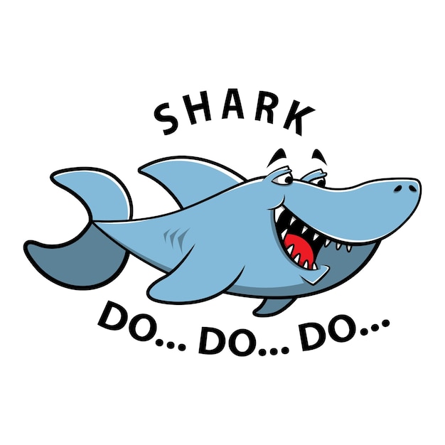 Grappige Shark mascotte karakters Predator Of Ocean met tekst Cartoon Vector