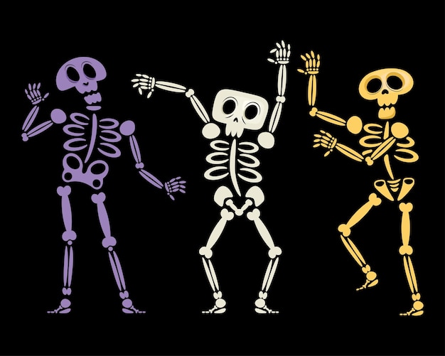 Grappige skeletten dansen icon set