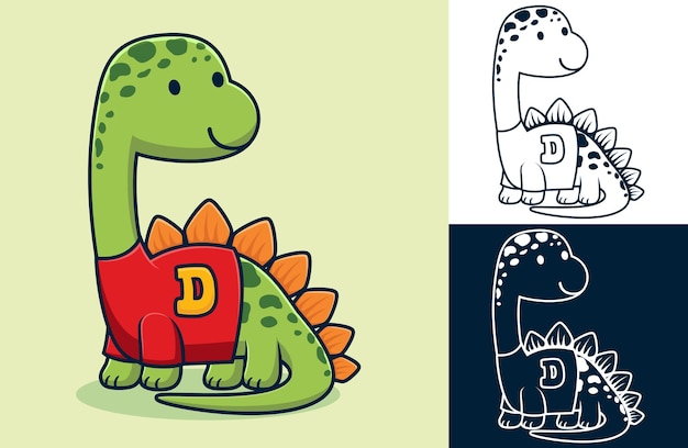 Grappige stegosaurus die kleren draagt. vectorbeeldverhaalillustratie in vlakke pictogramstijl