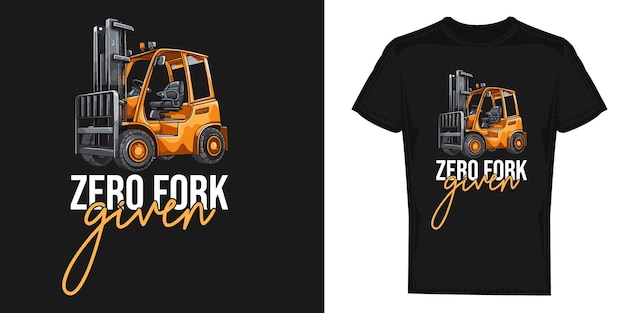 Grappige vectorafbeeldingen van het ontwerp van een vorkheftruck voor t-shirtafdrukken