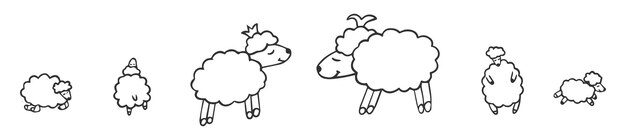 Vector grappige witte schapen doodle met de hand getekende lammeren schets voor ontwerp