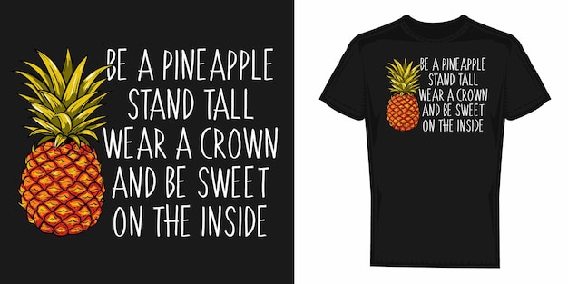 Grappige zomer tropisch fruit ananas vector design graphics voor tshirt prints