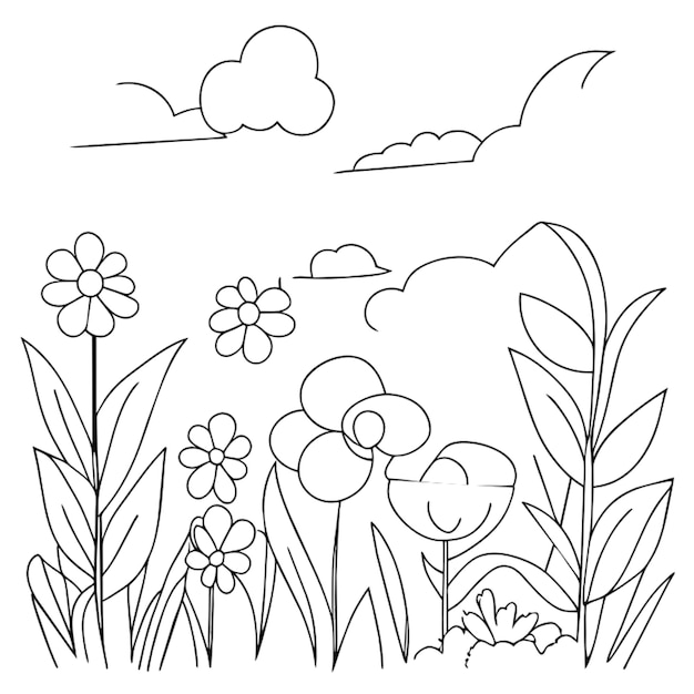 gras achtergrond voor kinderen vector illustratie lijnkunst