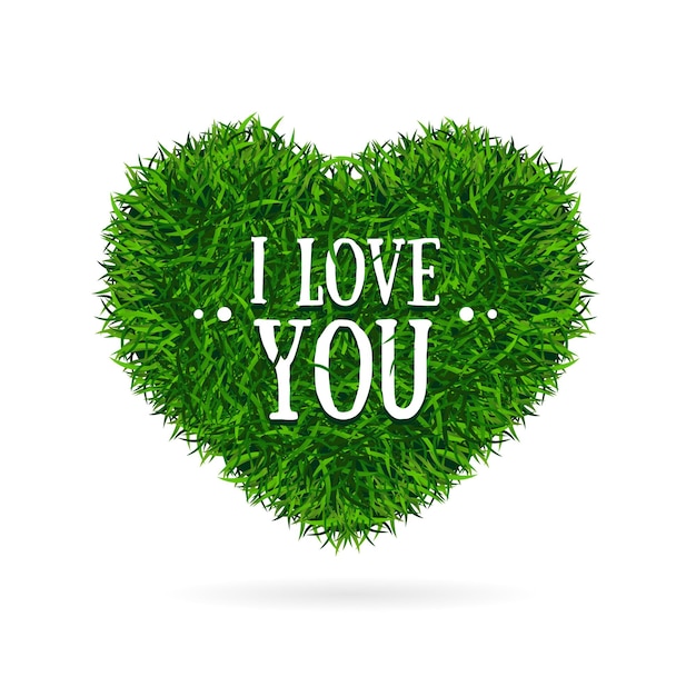 Gras banner hart hou van je valentine concept kaart. vector illustratie