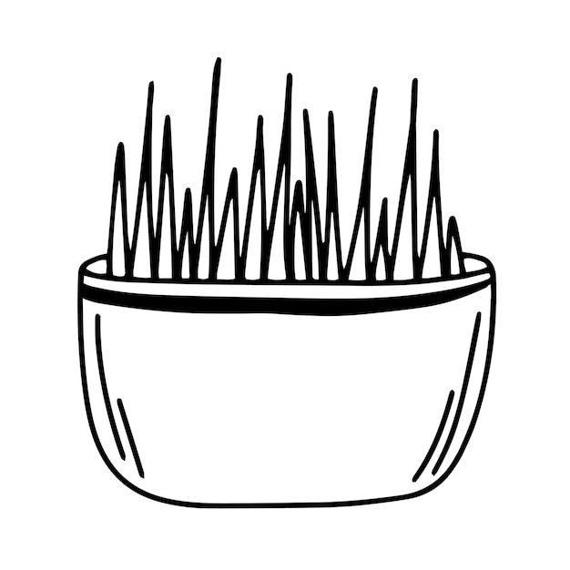 Gras in pot doodle vector kamerplant