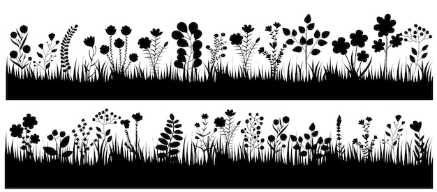 Grass black silhouette isolated vector