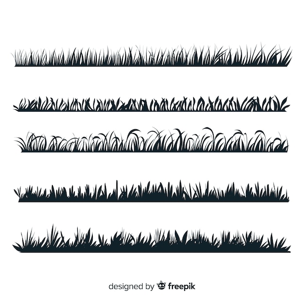 Vector grass border silhouette collection isolated