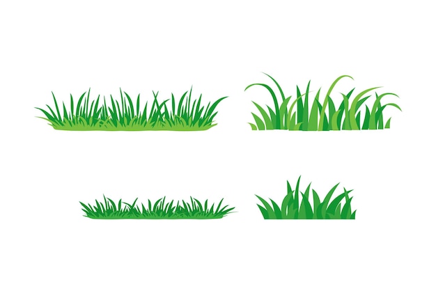 草の茂みベクトルアイコン緑の植物屋外風景要素セット自然イラスト
