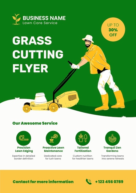 Vector grass cutting flyer