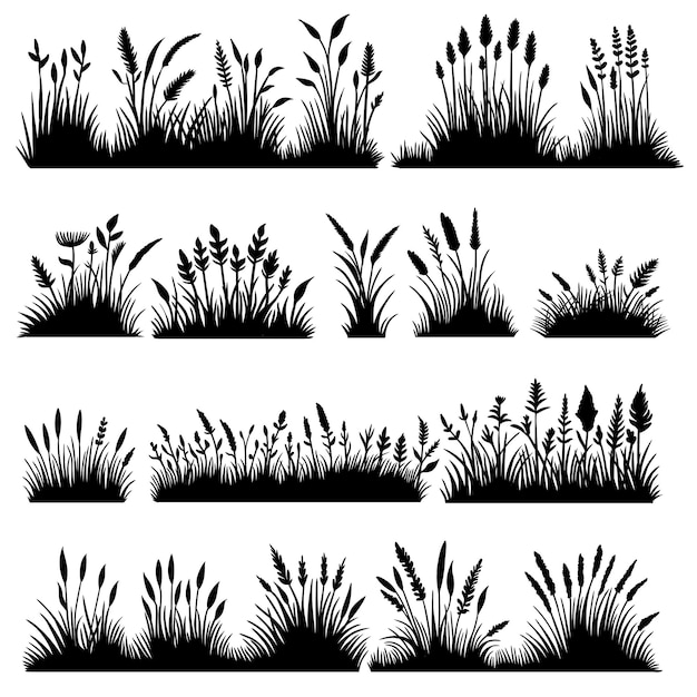 Vector grass elements set collection vector illustration