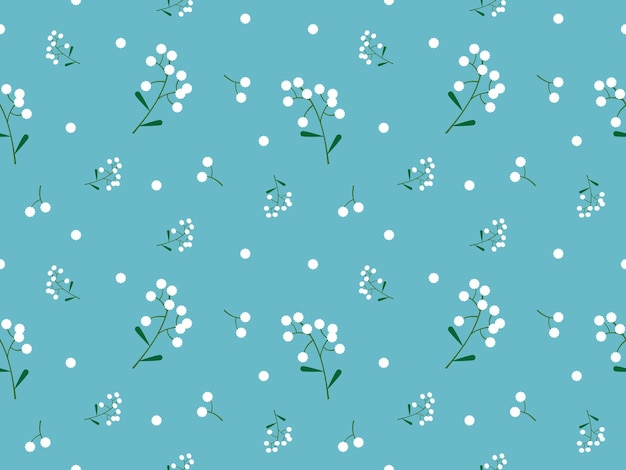 Grass flower cartoon character seamless pattern on blue background