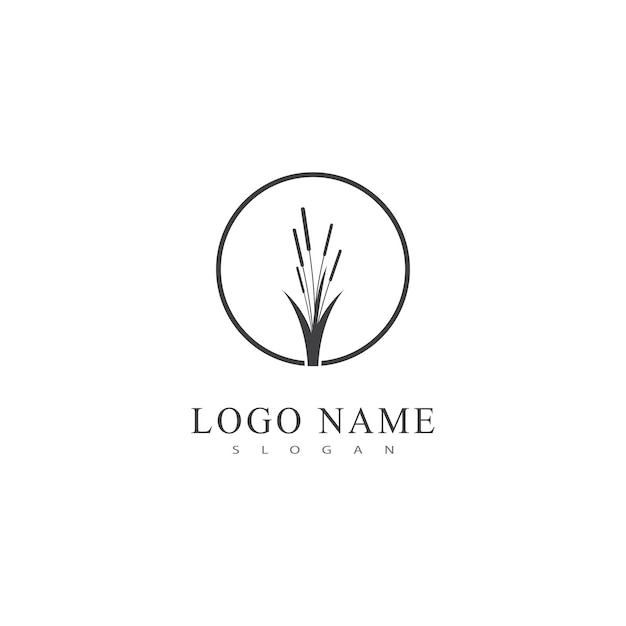 草草原緑の自然のベクトルのロゴ ベクトル ビジネス要素とシンボル デザイン