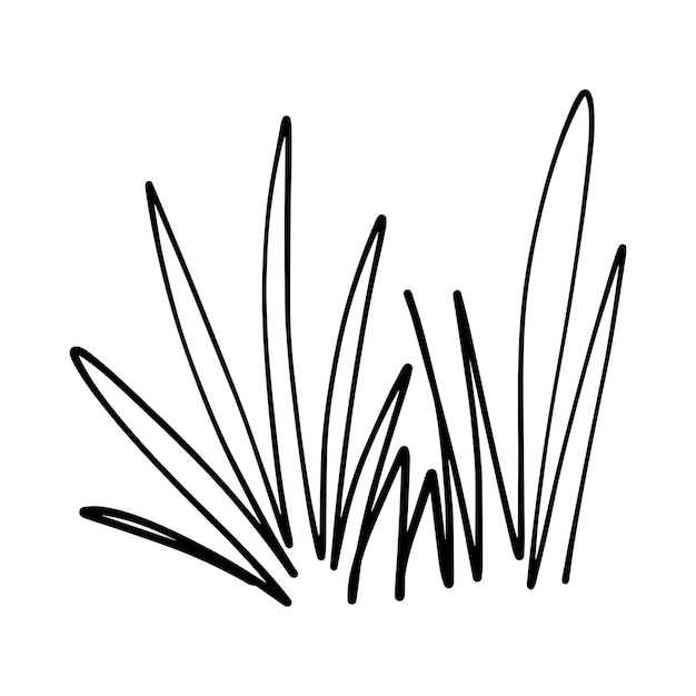 Grass icon illustration hand drawn in sketch brush style design and background element