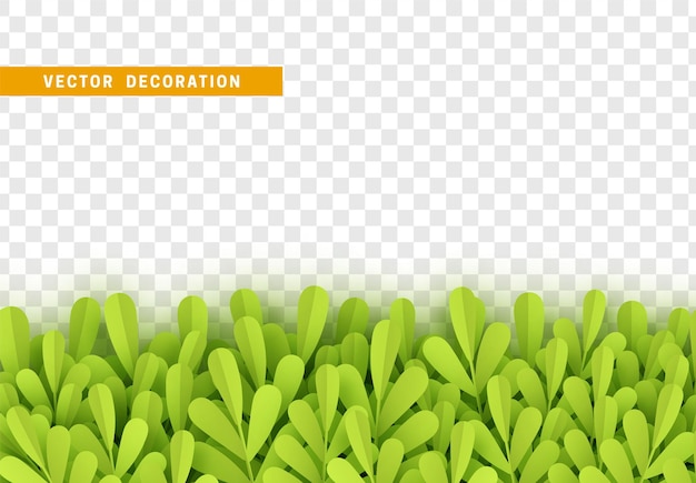 Grass and leaves frame border in paper art style. vector illustration