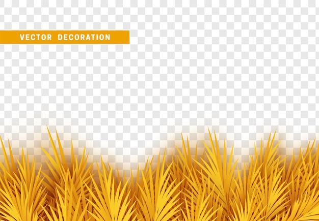 Grass and leaves frame border in paper art style. vector illustration