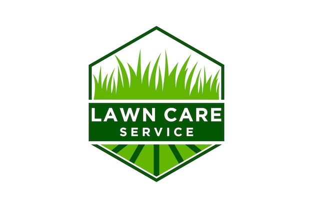 Grass logo design template of lawn care landscape grass concept logo design template