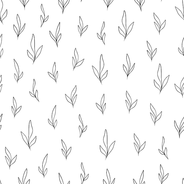 Grass ouline pattern vector background Tufts doodle style blades of grass texture