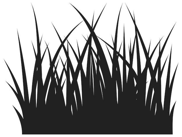 Вектор Силуэт участка травы. иконка естественное поле растений, изолированные на белом фоне