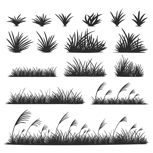 Illustrazione di vettore della raccolta della siluetta dell'erba