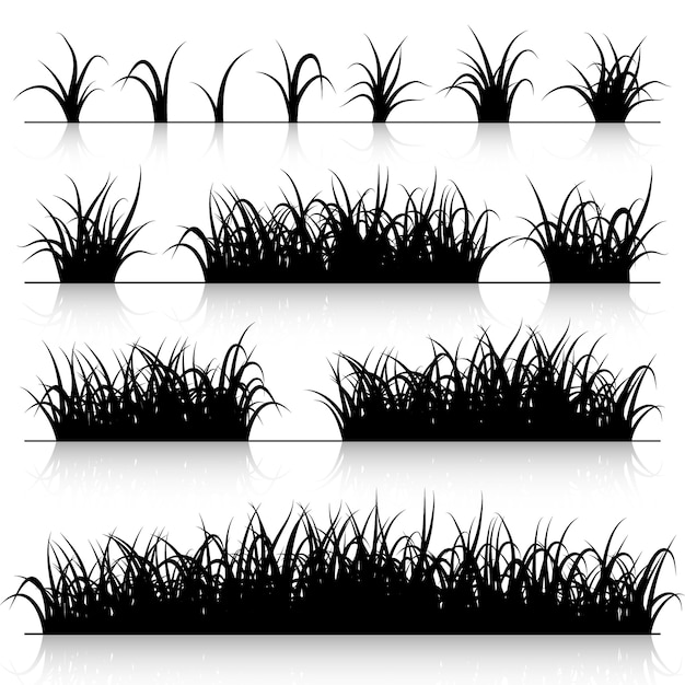 Vector grass silhouette set