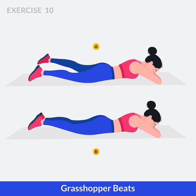 Grasshopper Beats exercise Woman workout fitness aerobic and exercises