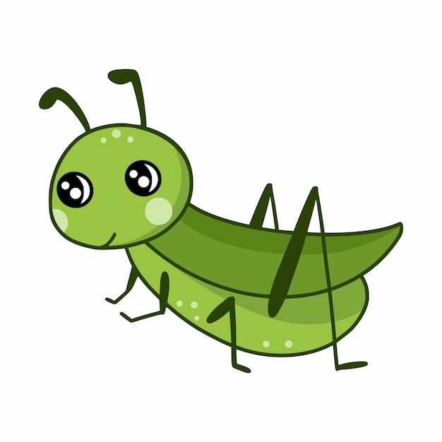 Grasshopper cartoon character sticker vector doodle illustration