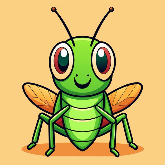 Grasshopper entomologie insect handgetekende mascotte cartoon personage sticker icoon concept geïsoleerd