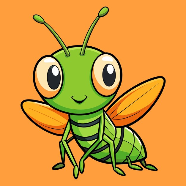 Vector grasshopper entomology insect hand drawn mascot cartoon character sticker icon concept isolated