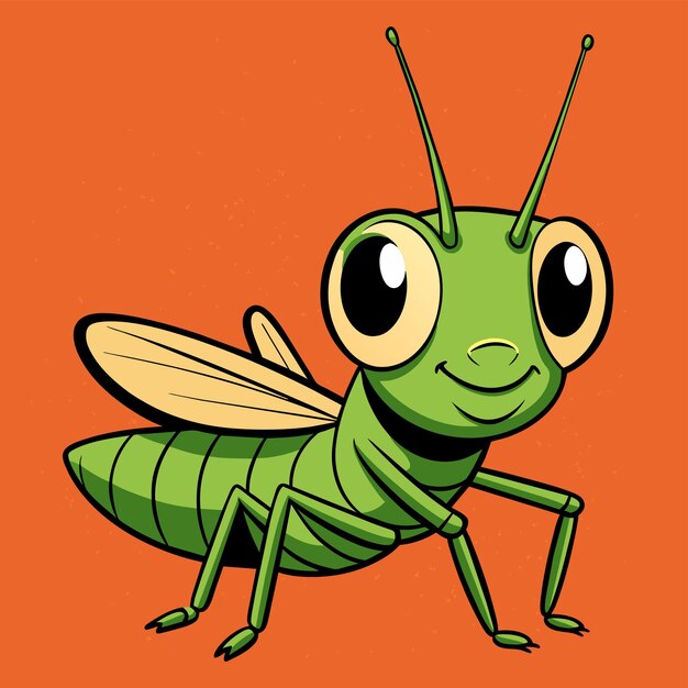 Vettore grasshopper entomologia insetto mascotte disegnata a mano personaggio di cartone animato adesivo icona concetto isolato