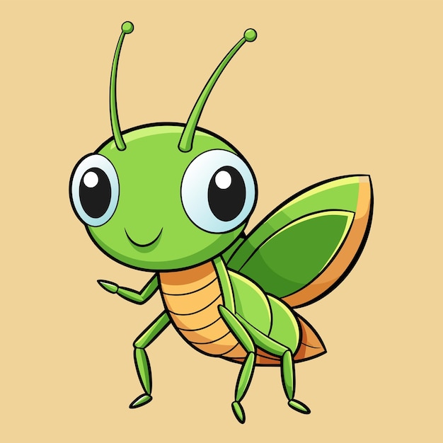 Vector grasshopper entomology insect hand drawn mascot cartoon character sticker icon concept isolated