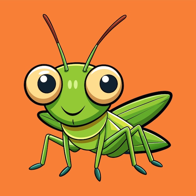 Vector grasshopper entomology insect hand drawn mascot cartoon character sticker icon concept isolated