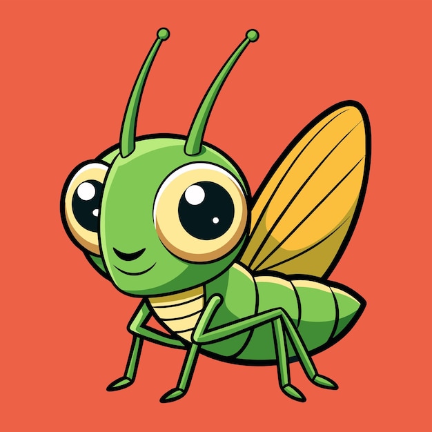 Vector grasshopper entomology insect hand drawn mascot cartoon character sticker icon concept isolated