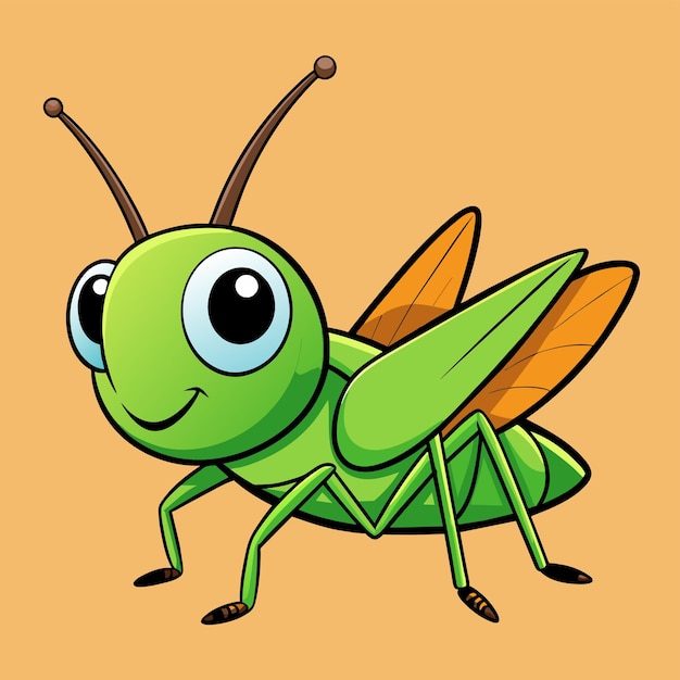 Vector grasshopper entomology insect hand drawn mascot cartoon character sticker icon concept isolated