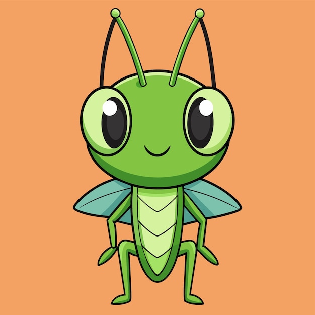 Grasshopper entomology insect hand drawn mascot cartoon character sticker icon concept isolated