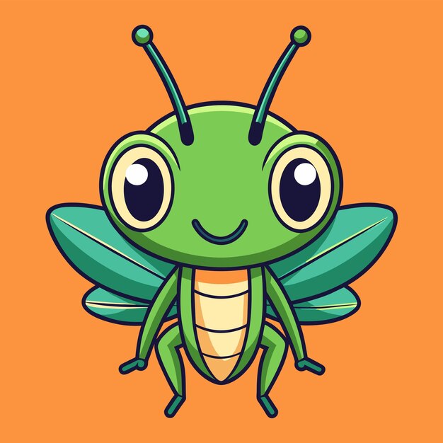 Vector grasshopper entomology insect hand drawn mascot cartoon character sticker icon concept isolated