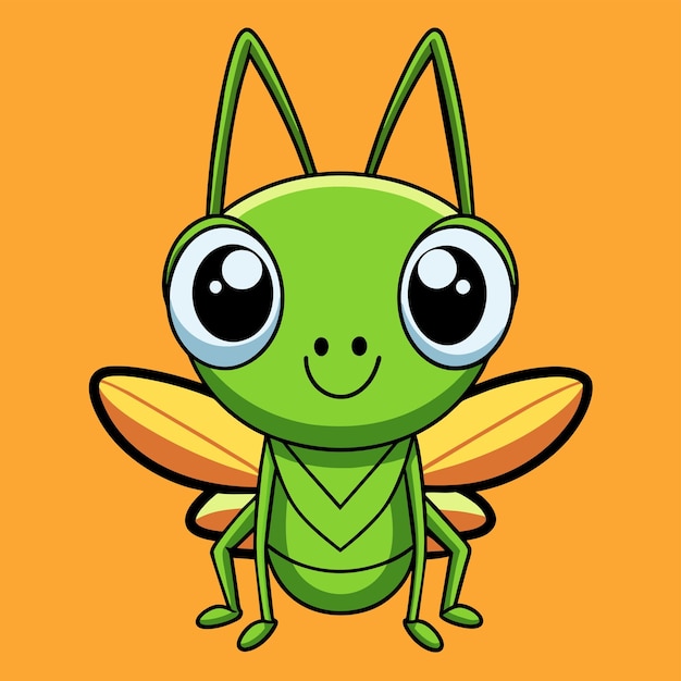 Vector grasshopper entomology insect hand drawn mascot cartoon character sticker icon concept isolated