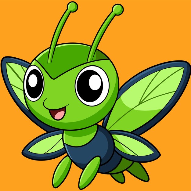 Grasshopper entomologia insetto mascotte disegnata a mano personaggio di cartone animato adesivo icona concetto isolato