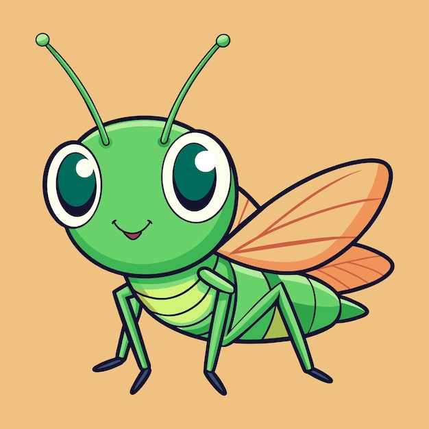 Grasshopper entomology insect hand drawn mascot cartoon character sticker icon concept isolated