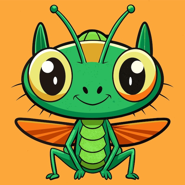 Grasshopper entomology insect hand drawn mascot cartoon character sticker icon concept isolated