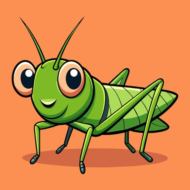 Vettore grasshopper entomologia insetto mascotte disegnata a mano personaggio di cartone animato adesivo icona concetto isolato