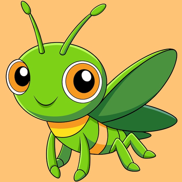 Grasshopper entomology insect hand drawn mascot cartoon character sticker icon concept isolated