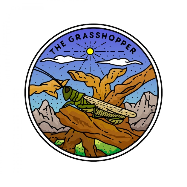 The Grasshopper Monoline Badge Design