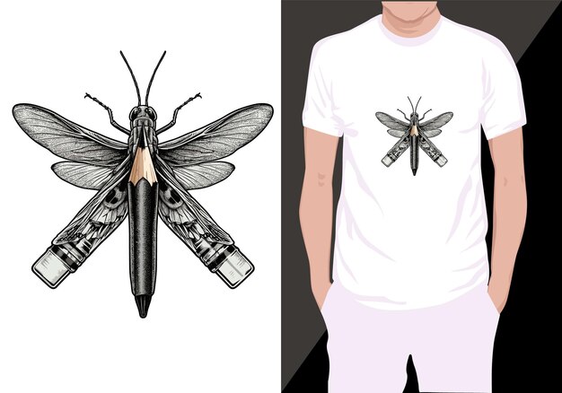 Vector grasshopper t shirt design grasshopper graphic vector