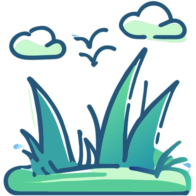 Vector a grassland icon doodle offset fill