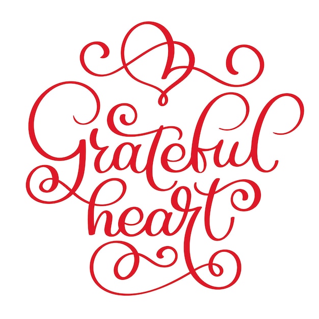 グリーティング カード ポスター印刷と感謝祭の休日のデザインの感謝の心手書きレタリング碑文