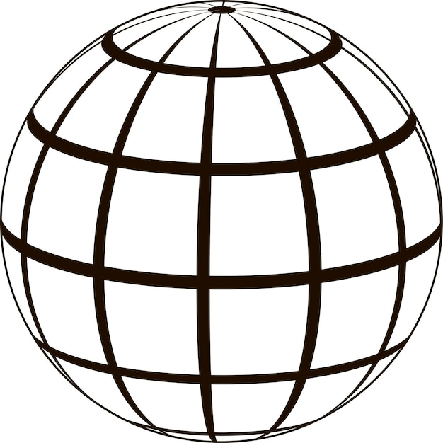 Vector graticule globe meridian parallel field lines surface template graticule