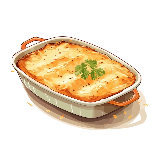 Вектор Вектор gratin dish на белом фоне